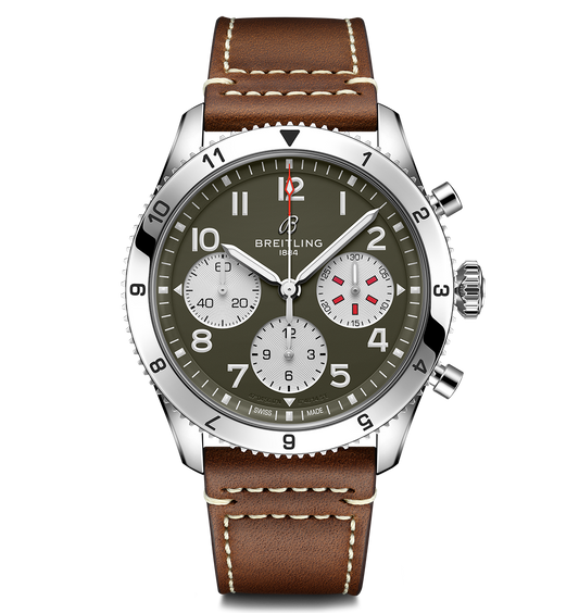 Breitling Classic AVI Chronograph 42 Curtiss Warhawk Watch with Green Dial