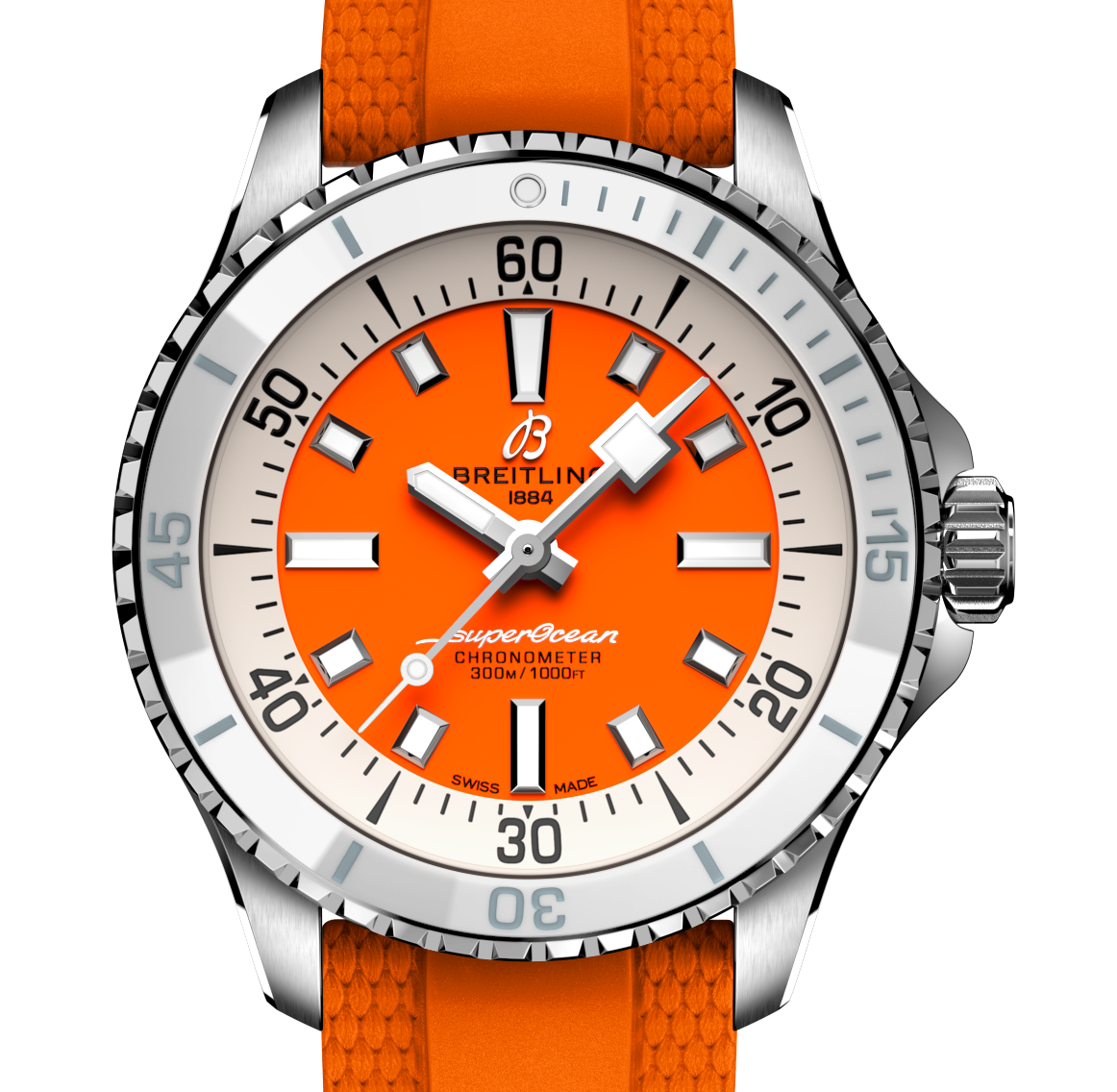 Breitling Superocean Orange on Rubber Watch, 36mm