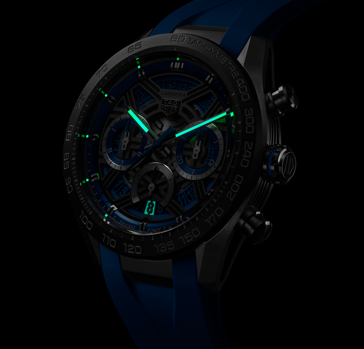 TAG Heuer Carrera Chronograph Extreme Sport Watch with Blue Rubber Strap
