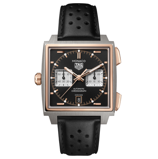 TAG Heuer Monaco Chronograph Watch with Sunray Brushed Black Dial