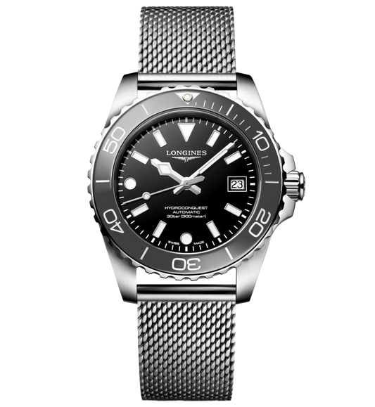 Longines Hydroconquest 39mm Watch with Black Dial