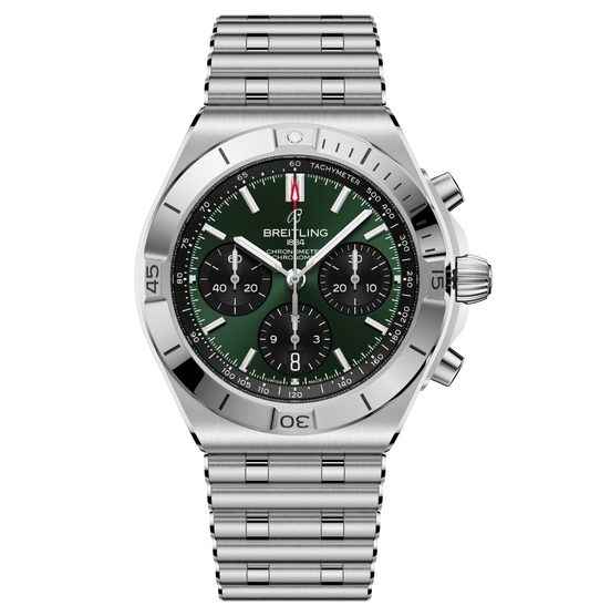 Breitling Chronomat B01 Chronograph 42 Watch with Green Panda Dial