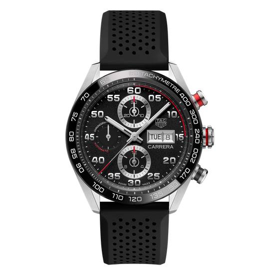 TAG Heuer Carrera Chronograph Watch with Black Rubber Strap