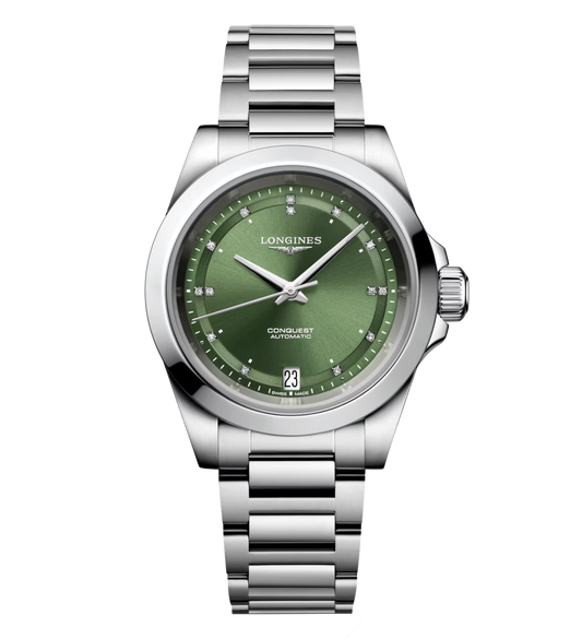 Longines Conquest 34mm Watch with Sunray Green Dial