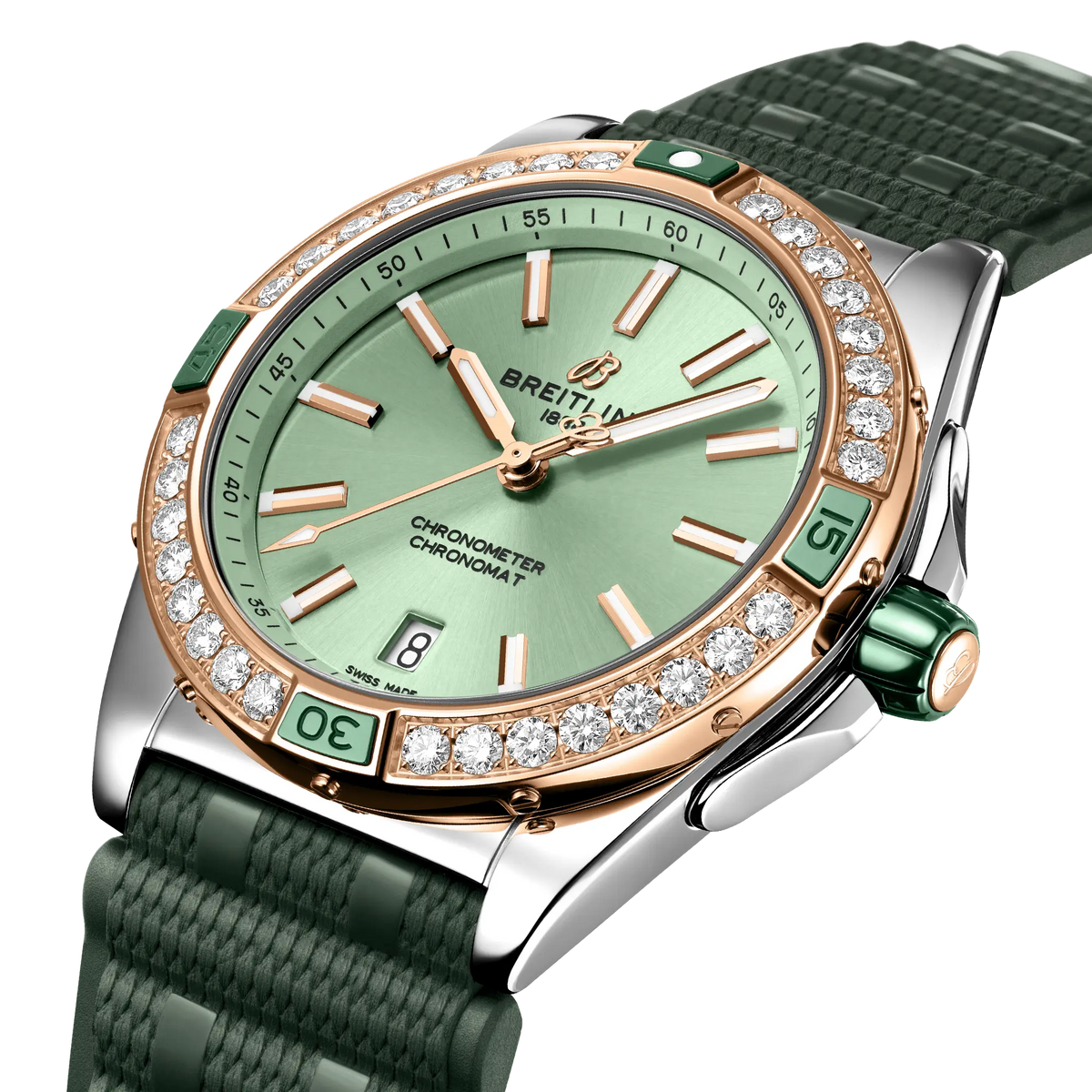 Breitling Super Chronomat Automatic 38 Watch with Diamonds