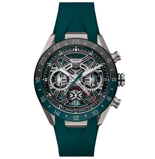 TAG Heuer Carrera Chronograph Extreme Sport Twin-Time Watch with Green Rubber Strap