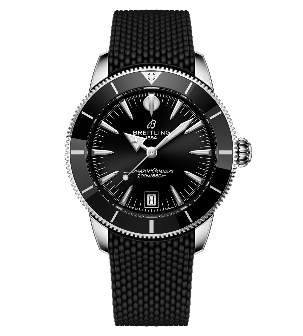 Breitling Superocean Heritage B31 Automatic 40 Watch with Black Mesh Rubber Strap