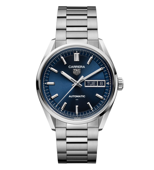 TAG Heuer Carrera Day-Date Watch with Dark Blue Dial