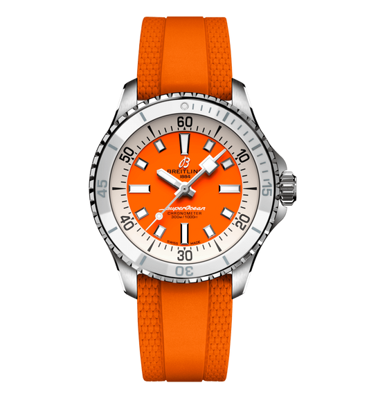 Breitling Superocean Orange on Rubber Watch, 36mm
