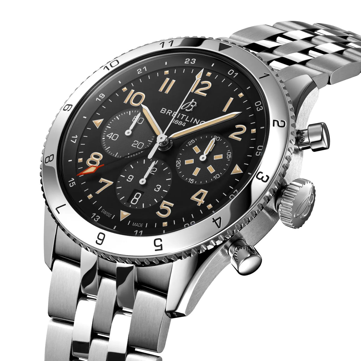 Breitling Super AVI B04 Chronograph GMT 46 P-51 Mustang Watch with Stainless Steel Bracelet