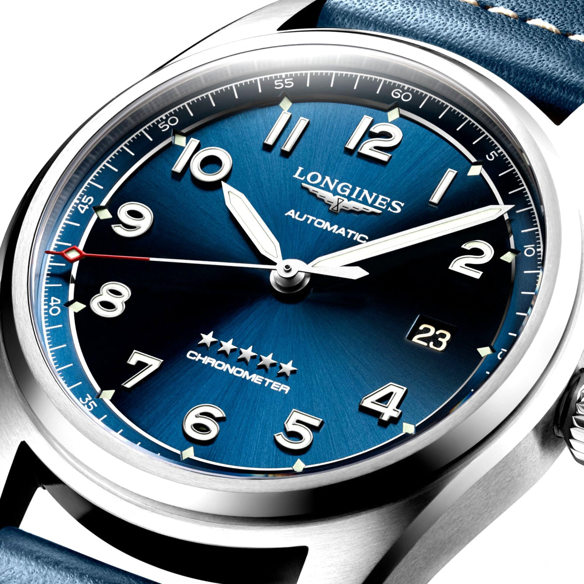 Longines Spirit Collection 40mm Blue Dial Blue Leather Gent's Watch