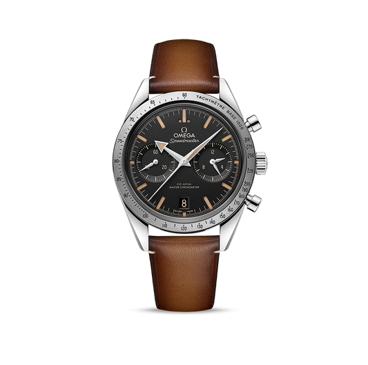 OMEGA Speedmaster '57 Co-Axial Master Chronometer Chronograph, 40.5mm on Brown Strap